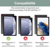 SENGBIRCH Samsung Galaxy Tab A9+ 11" Levehető Bluetooth Billentyűzetes Tok - Háttérvilágítással, Sötétzöld, Többféle Látószög, Automatikus A 2