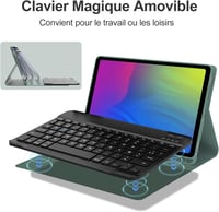 SENGBIRCH Samsung Galaxy Tab A9+ 11" Levehető Bluetooth Billentyűzetes Tok - Háttérvilágítással, Sötétzöld, Többféle Látószög, Automatikus A 4