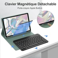SENGBIRCH Samsung Galaxy Tab A9+ 11" Levehető Bluetooth Billentyűzetes Tok - Háttérvilágítással, Sötétzöld, Többféle Látószög, Automatikus A 6