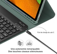 SENGBIRCH Samsung Galaxy Tab A9+ 11" Levehető Bluetooth Billentyűzetes Tok - Háttérvilágítással, Sötétzöld, Többféle Látószög, Automatikus A 5