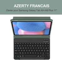 SENGBIRCH Samsung Galaxy Tab A9+ 11" Levehető Bluetooth Billentyűzetes Tok - Háttérvilágítással, Sötétzöld, Többféle Látószög, Automatikus A 3