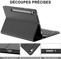 SENGBIRCH Samsung Galaxy Tab S9 FE 10.9" Billentyűzetes Tok - Vezeték Nélküli Bluetooth Billentyűzet Leválasztható Fekete Tablet Védőtok 6