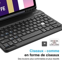 SENGBIRCH Samsung Galaxy Tab S9 FE 10.9" Billentyűzetes Tok - Vezeték Nélküli Bluetooth Billentyűzet Leválasztható Fekete Tablet Védőtok 3