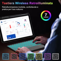 SENGBIRCH Wireless Bluetooth Billentyűzet Touchpad-dal, 7 Színű Háttérvilágítás, Android/iOS/Windows Kompatibilis 6