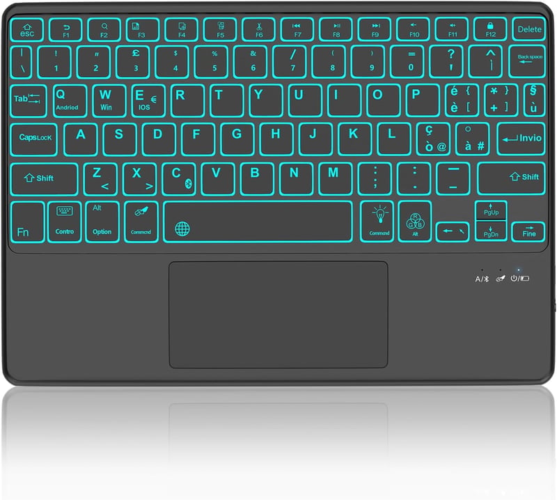 SENGBIRCH Wireless Bluetooth Billentyűzet Touchpad-dal, 7 Színű Háttérvilágítás, Android/iOS/Windows Kompatibilis