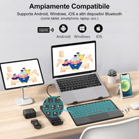 SENGBIRCH Wireless Bluetooth Billentyűzet Touchpad-dal, 7 Színű Háttérvilágítás, Android/iOS/Windows Kompatibilis 2