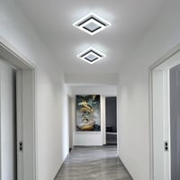 SENQIU Modern LED Mennyezeti Lámpa 24W - Négyzet Alakú Fekete Világítás 6500K Hideg Fehér Fénnyel, 2700lm, 20x20cm, Konyhába, Nappaliba 6