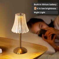 SENQIU Vezeték Nélküli Asztali Lámpa - Arany Fém Éjjeli Lámpa Érintésvezérléssel, 3 Színhőmérséklet, 800mAh Akkumulátor, USB Tölthető 6