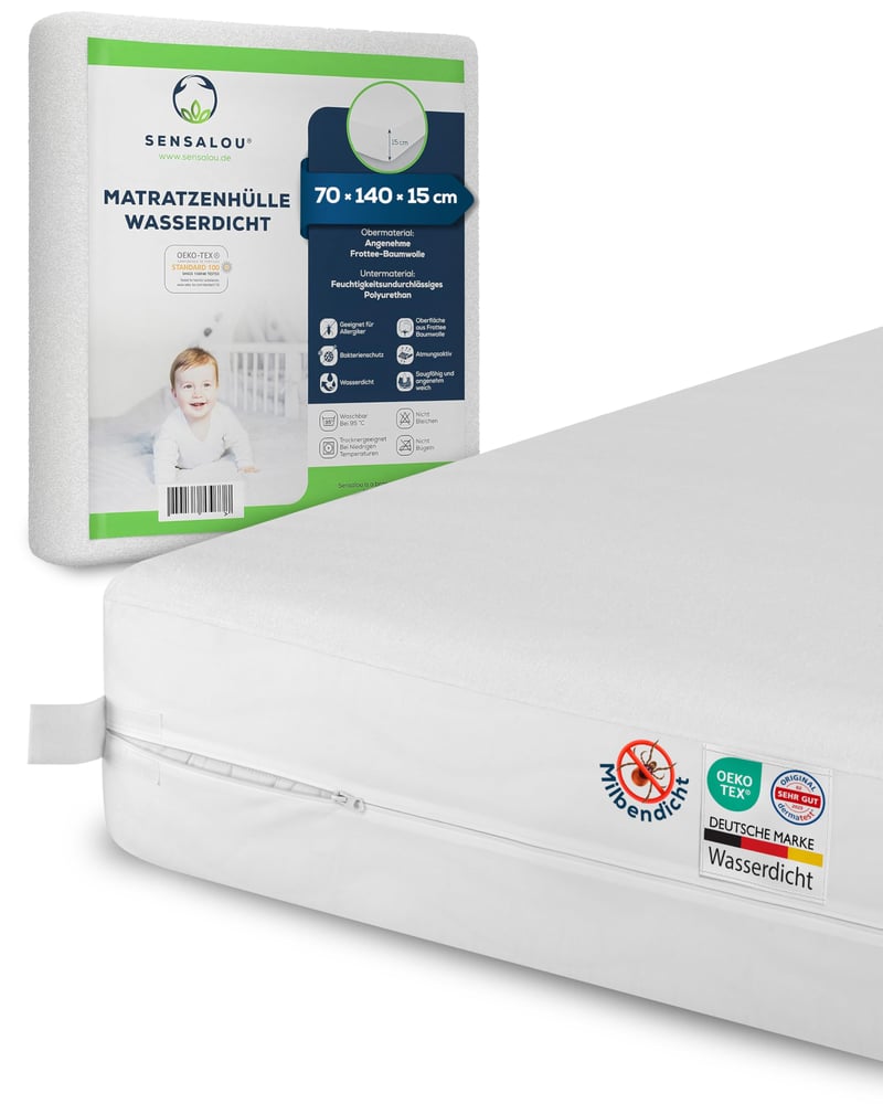 Husă de protecție impermeabilă pentru saltea Sensalou 70x140x15 cm - Cearșaf cu protecție pentru pătuț copii