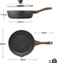 Sensarte 28 cm-es mélyserpenyő fedővel, svájci gránit bevonattal, indukciós tűzhelyre 4
