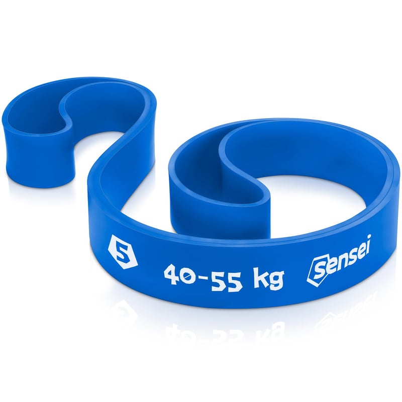 Bandă Elastică de Rezistență Sensei Fitness 40-55 kg – Bandă de Antrenament Extra Puternică pentru Calisthenics și Fitness – Albastru – Include E-Book