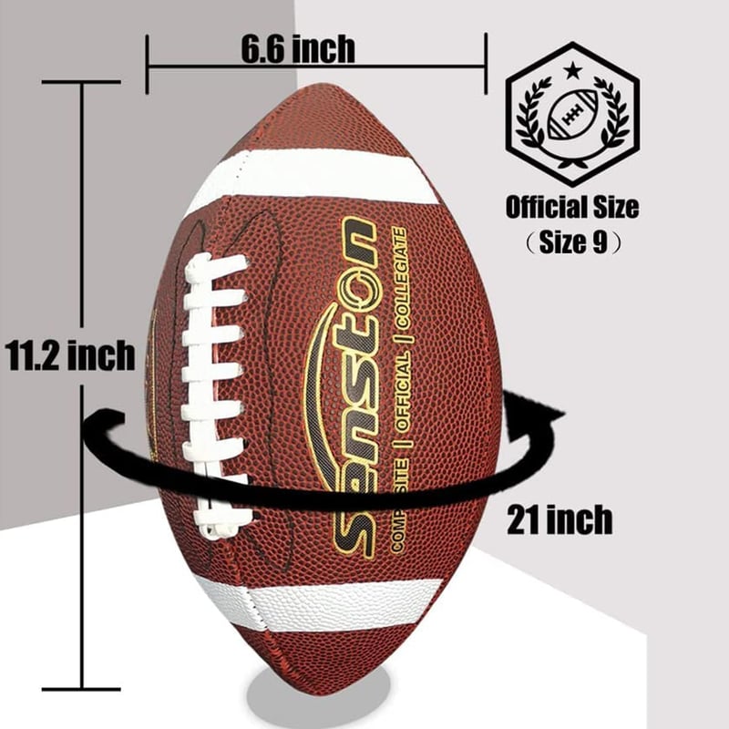 Senston Amerikai Futball Labda 5-ös Méret, Tartós Műbőr Borítás, Puha Fogású, Fiataloknak, NFL Stílusú, Barna