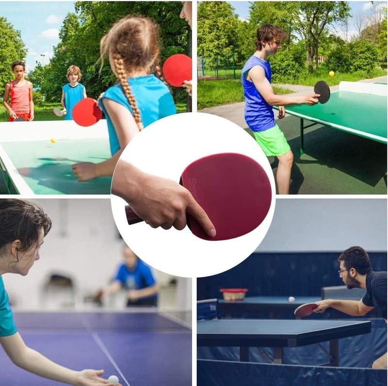 Senston Pingpong Ütő Készlet - 2 Fa Ütő, 3 Labda és Táska, Magenta Színben, Kezdőknek és Családi Szórakozáshoz