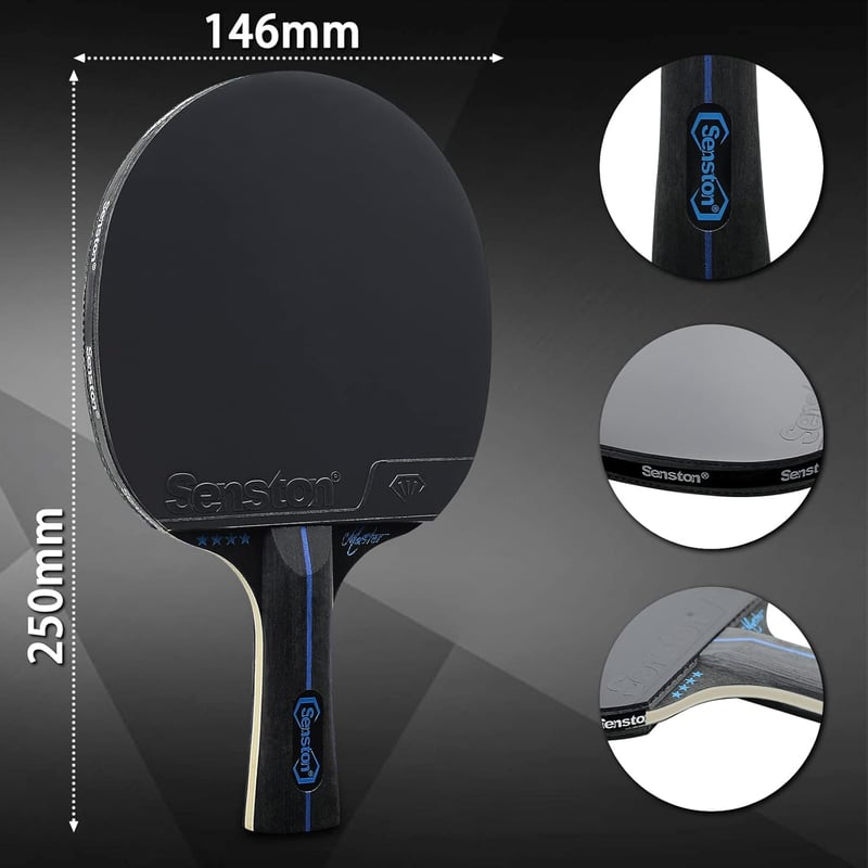 Senston Pingpong Ütő Szett 2 Ütővel és 3 Labdával Páros Játékhoz - Black
