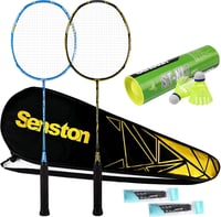 Senston S300 Grafitkarbon Badminton Szett 2 Ütővel, Táskával és 6 Tollassal - black blue 1