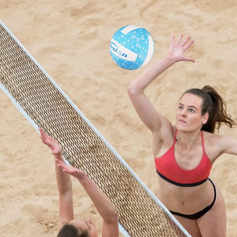Senston Világító Strandröplabda 5-ös Méret - Kék Műbőr Röplabda Felnőtteknek, Kerti és Strandjátékokhoz, Ajándéknak