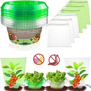 SEOIMU Set 40 coliere anti-melci și plasă anti-insecte - protecție melci, protecție salată