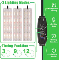 seOSTO LED Növénylámpa 4 Darabos Szett, 540 LED Teljes Spektrumú Növényvilágítás, 10 Fényerő Szint, 3 Világítási Mód, Időzítő Funkcióval 2
