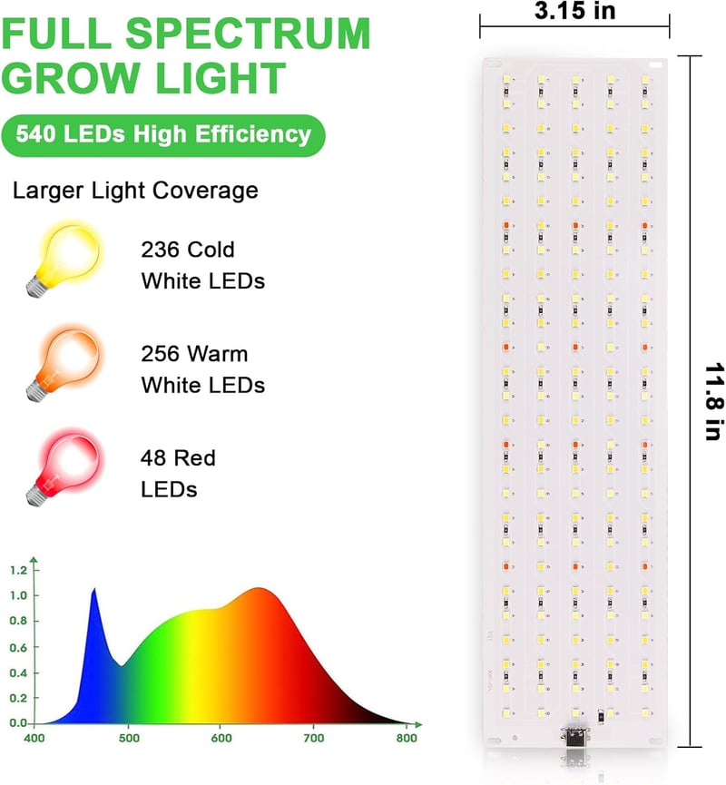 seOSTO LED Növénylámpa 4 Darabos Szett, 540 LED Teljes Spektrumú Növényvilágítás, 10 Fényerő Szint, 3 Világítási Mód, Időzítő Funkcióval