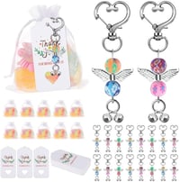 SEPGLITTER 30 darabos Őrangyal Medál Szett Organza Tasakkal, Keresztelő Ajándék, Kulcstartó, Bérmálás Esküvő Születésnap Vendégajándék 1