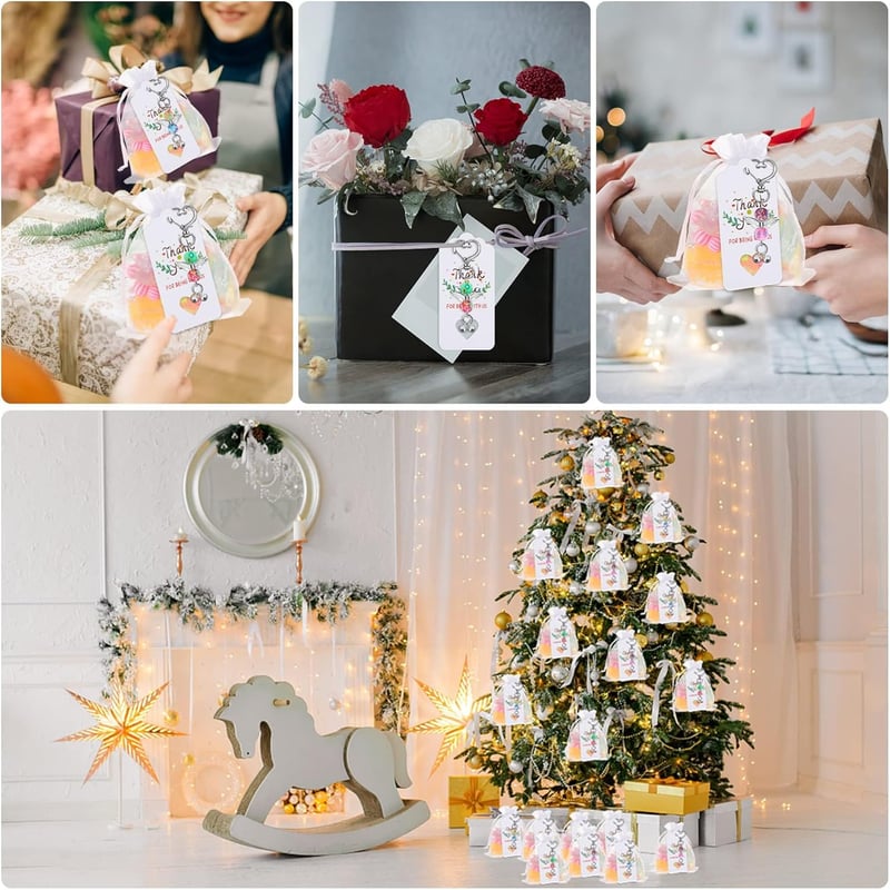 SEPGLITTER 30 darabos Őrangyal Medál Szett Organza Tasakkal, Keresztelő Ajándék, Kulcstartó, Bérmálás Esküvő Születésnap Vendégajándék