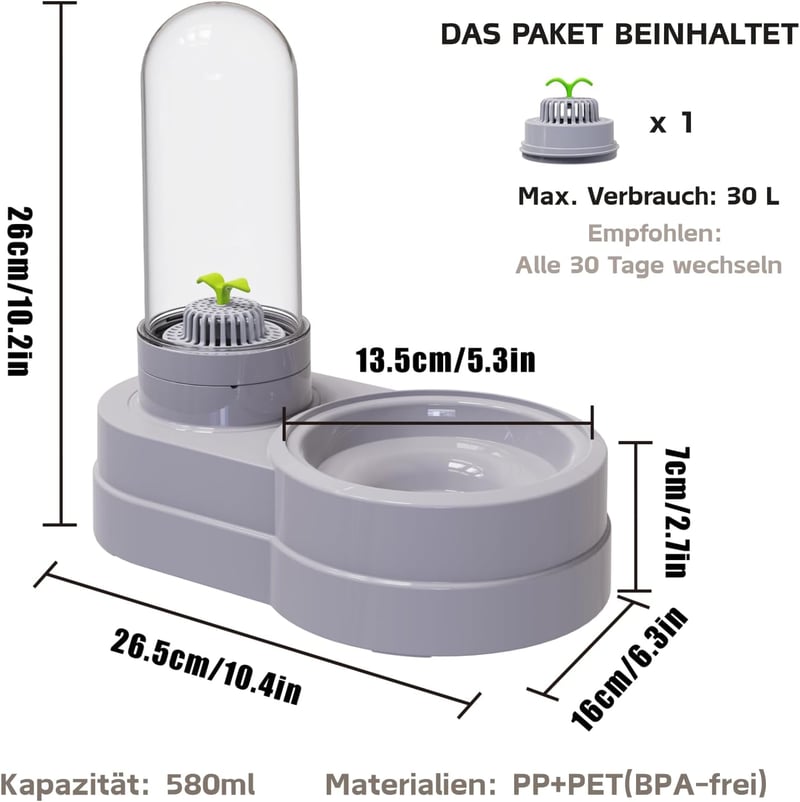 Septillar 580ml Automata Ivóadagoló Macskáknak és Kutyáknak Szűrővel
