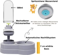 Septillar 580ml Automata Ivóadagoló Macskáknak és Kutyáknak Szűrővel 2