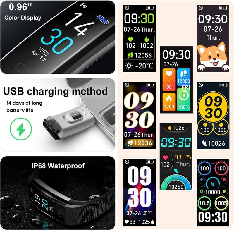 Septoui Fitness Tracker Okosóra Pulzusmérő Vérnyomásmérő IP68 Vízálló