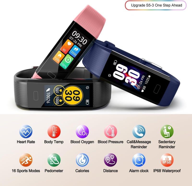Septoui Fitness Tracker Okosóra Pulzusmérő Vérnyomásmérő IP68 Vízálló