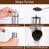 Sequpr Kézi Kávéőrlő Rozsdamentes Acél Kávébab Darálógép Espresso French Press 6