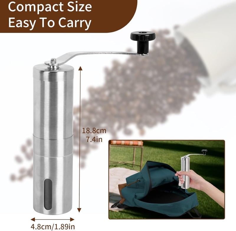 Sequpr Kézi Kávéőrlő Rozsdamentes Acél Kávébab Darálógép Espresso French Press