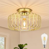 SERBASIC arany LED mennyezeti lámpa E27 fém retro kerek ipari konyha hálószoba 1