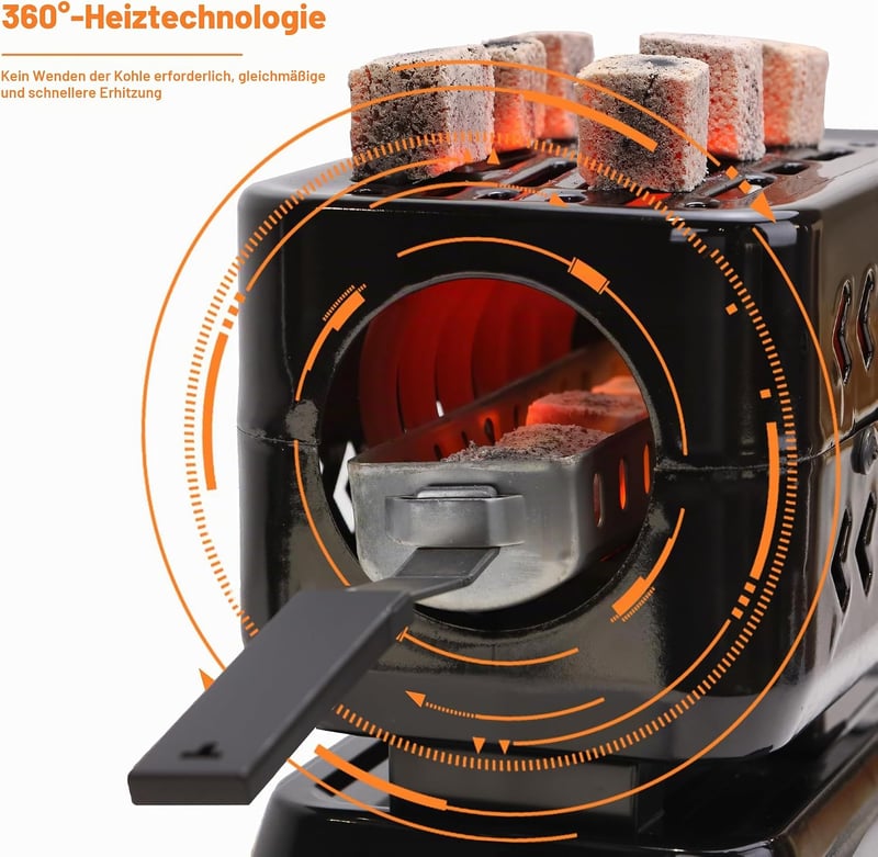 SERdeerCH 1200W elektromos szénégő kókuszfa szénhez rács és fogóval