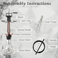 SERdeerCH Üveg Shisha vízipipa szett alumínium ötvözet down stemmel diffúzorral, mosható szilikon tömlővel, hőkezelővel és széncsipesszel 3