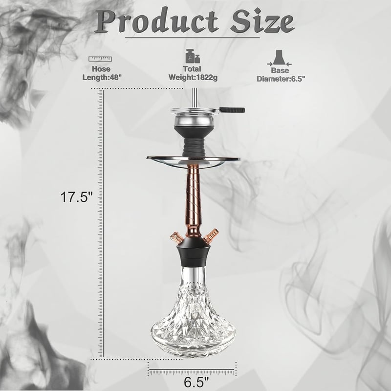 SERdeerCH Üveg Shisha vízipipa szett alumínium ötvözet down stemmel diffúzorral, mosható szilikon tömlővel, hőkezelővel és széncsipesszel