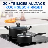 SereneLife 11 részes tapadásmentes edénykészlet fekete, konyhai kiegészítőkkel, gáz, villany és kerámialapos főzőlaphoz, PFOA PFOS mentes 6