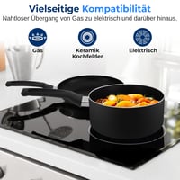 SereneLife 11 részes tapadásmentes edénykészlet fekete, konyhai kiegészítőkkel, gáz, villany és kerámialapos főzőlaphoz, PFOA PFOS mentes 3