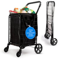 Skladací nákupný vozík SereneLife s objemom 50 l a nosnosťou 31,8 kg — Bez odnímateľnej tašky (stav: pozri 2. obrázok) 4