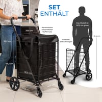 Skladací nákupný vozík SereneLife s objemom 50 l a nosnosťou 31,8 kg — Bez odnímateľnej tašky (stav: pozri 2. obrázok) 6