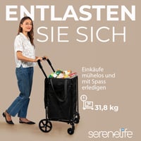 Skladací nákupný vozík SereneLife s objemom 50 l a nosnosťou 31,8 kg — Bez odnímateľnej tašky (stav: pozri 2. obrázok) 10