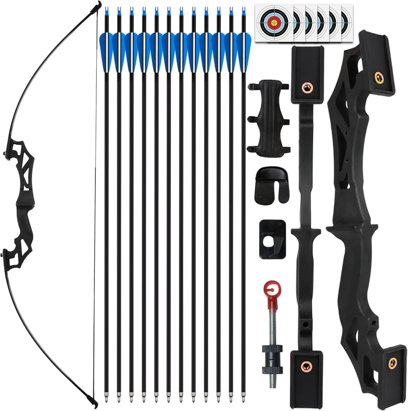 SERfawnCH 30 lbs Recurve Íj Nylon Nyéllel és Gyakorló Nyilakkal Céllövéshez