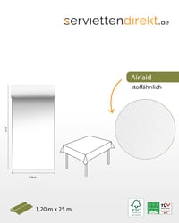 serviettendirekt.de Airlaid Asztalkendő Tekercs 118 cm x 25 m Fehér Eldobható Textilhatású Asztalterítő Esküvőre és Rendezvényekre 1 db/tekercs 2