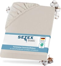 SETEX Flannelette Gumis Lepedő 90x200 cm Pamut Puha Fitted Sheet - 90 x 200 cm, Natural 1