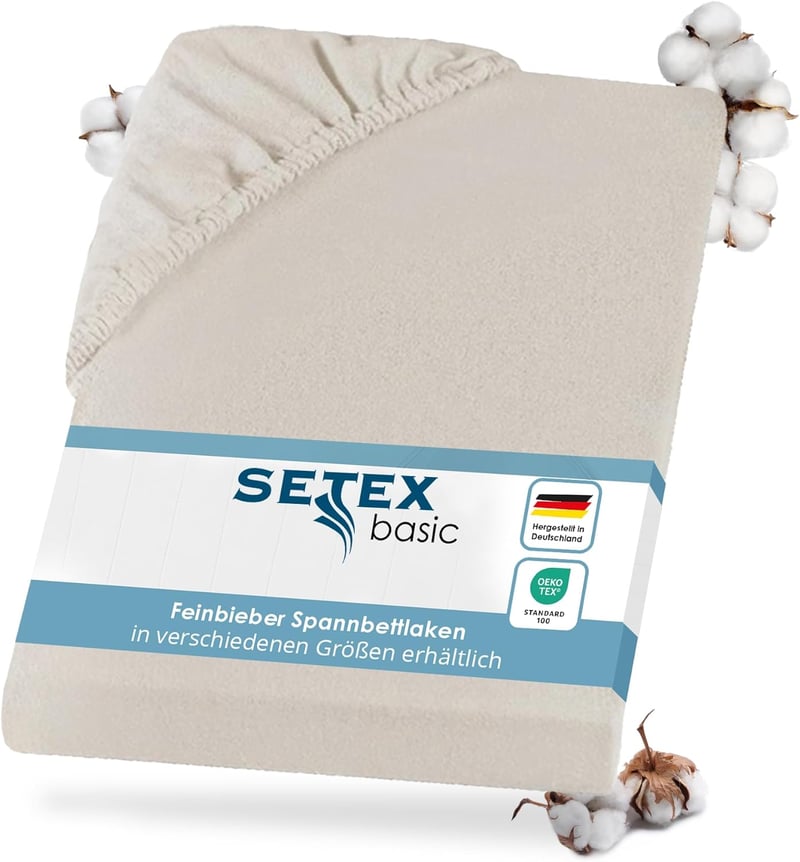 SETEX Flannelette Gumis Lepedő 90x200 cm Pamut Puha Fitted Sheet - 90 x 200 cm, Natural