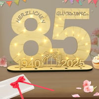 Seutgjie 85. Születésnapi Fa Ajándéktábla LED Fényfüzérrel - Pénzajándék Tartó Dekoráció Férfiaknak és Nőknek - Asztali Díszítés Évfordulóra 1