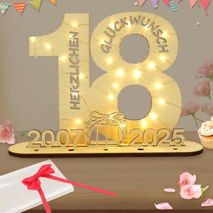 Seutgjie Carte de oaspeți decorativă pentru majorat, cu lumini LED - Album de amintiri din lemn pentru cadouri în bani, cu ani cuprinși între 2007-2025