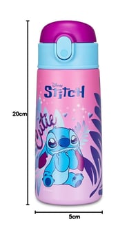 Seven Lilo i Stitch dječja termos boca sa slamkom, 460 ml, nehrđajući čelik, bez BPA, održava temperaturu 24 sata, školska boca za vodu 7