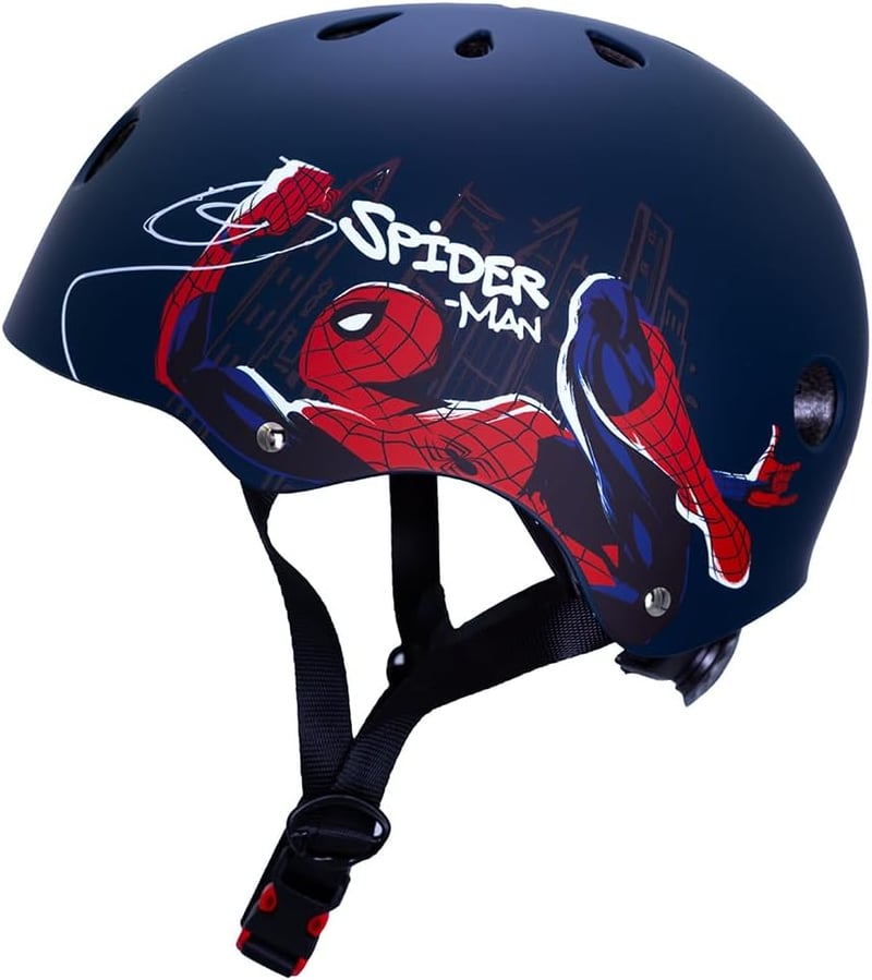Seven Polska Marvel Spiderman Gördeszkás Kerékpáros Sisak Gyerekeknek - Kék, 52-56 cm, 6 Éves Kortól, Ütéselnyelő EPS Habbal