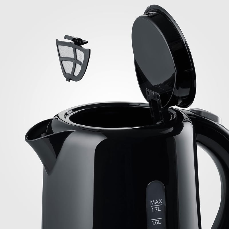 SEVERIN 1,7 literes vízforraló fekete, 2200W, kompakt, vízkőszűrő