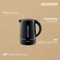 SEVERIN 1,7 literes vízforraló fekete, 2200W, kompakt, vízkőszűrő 4